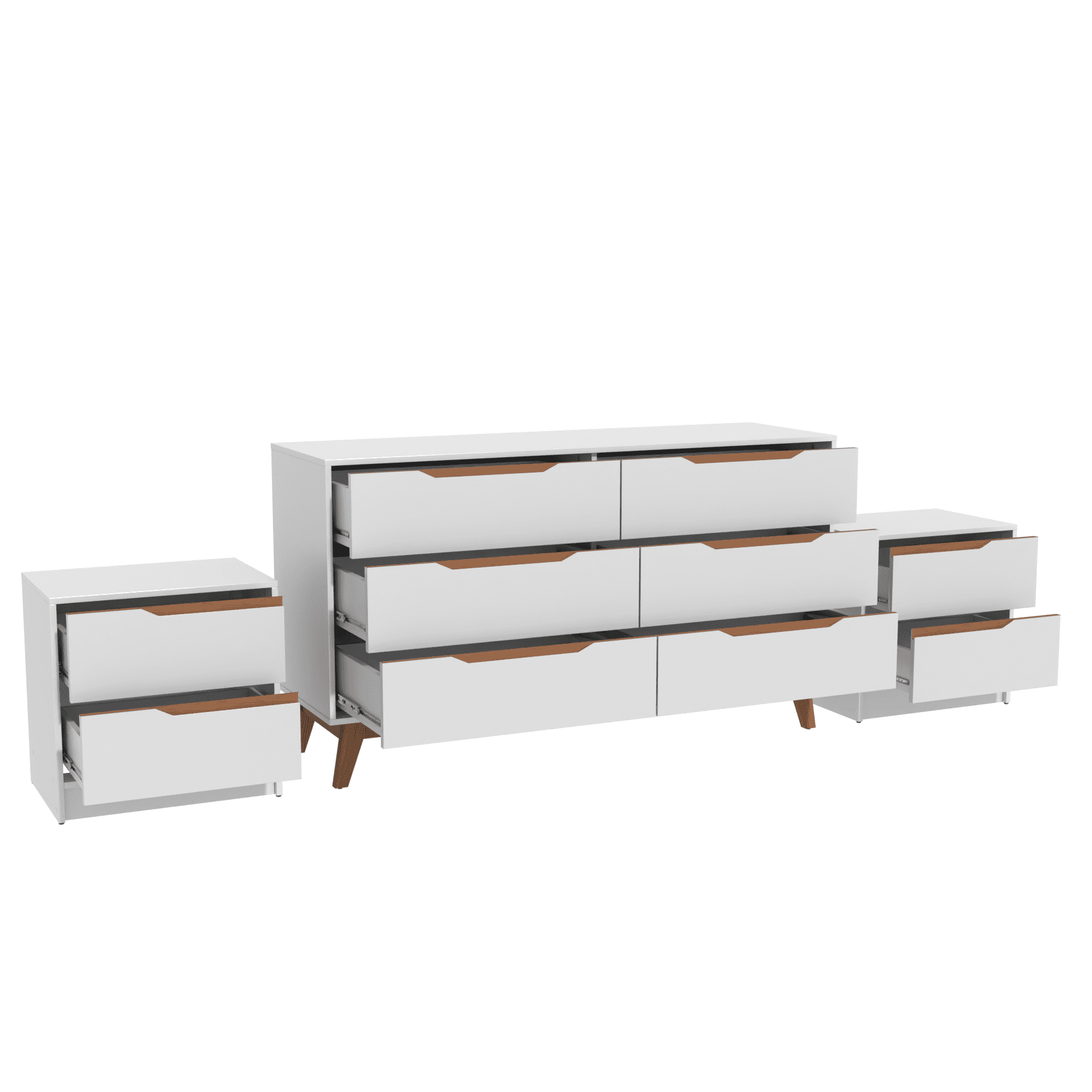 Kappesberg Bedroom Furniture Set with 6-Drawer Dresser and 2 Nightstands White – Modern Storage Combo