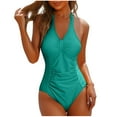 thumbnail image 2 of Wancir Women Solid Color Sexy Backless Strap Bikini Swimsuit Swim Tops Women for Beach/Pool, 2 of 9
