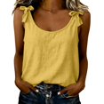 thumbnail image 5 of Comdrip Women's Bow-Shoulder Tank Cotton 2026 Summer Fall Floppy Breathable Casual Plus Size Tank Top with Bow Tie Straps Yellow 3Xl, 5 of 9