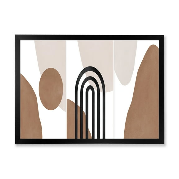 Designart 'Abstract Shapes in Ivory and Terracotta Shapes II' Modern Framed Art Print