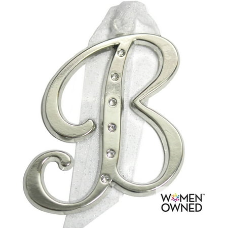 Personalized Gloria Duchin Silvertone Initial with Swarovski Crystals