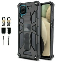 Value Pack for Samsung Galaxy A12 5G with Tempered Case Hybrid Phone Case Magnet Mount Ready Grip Grids Kickstand Slim Shock Bumper Cover