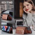 thumbnail image 3 of Nalacover Back Wallet Case for iPhone 14, 2 in 1 Function Design Zipper Pocket Luxury Shining PU Leather Cover with Card Slots Holder Magnetic Kickstand Shockproof Anti-Scratches Case,Rosegold, 3 of 11