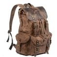 thumbnail image 2 of Student Rucksack Retro Backpack Drawstring Men Oil Wax Canvas Bag,Grey green, 2 of 2
