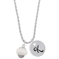 thumbnail image 1 of Delight Jewelry Opaque White Faceted Glass Spinner Silvertone Script Initial Disc - K - Charm Necklace, 20"+3", 1 of 4