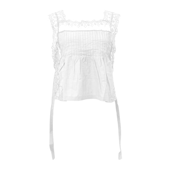 ZQUUVOU Tank Top For Women Solid Color Lace Spuare Neck Tops (White,L)