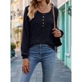 thumbnail image 2 of Button Up Sweater for Women Fall Knit Pullover Sweaters Long Sleeve Henley Shirts Crewneck Tunic Tops Black XL, 2 of 6