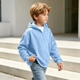 thumbnail image 6 of Iyufng Quarter Zip Hoodies for Boys Waffle Texture Ribbed Cuff & Hem Relaxed Fit Daily School Long Sleeve Pullover Sweatshirt, 6 of 9