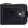 thumbnail image 1 of Bullcaptain Genuine Leather Wallet for Men Large Capacity ID Window Card Case with Zip, 1 of 6
