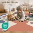 thumbnail image 3 of ODIKA 5'x7' Earthy Tones Abstract Harmony Design Washable Area Rug Modern Artistic Interpretation with Flock Motif for Dining Room, Under Table, Home Office, Non-Slip Chair-Friendly, 3 of 6