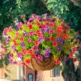 thumbnail image 3 of Artificial Hanging Flowers for Outdoors Spring Decoration,Faux Silk Chrysanthemum,Hanging Planters in inch Coconut Lining Basket for Home Outside Porch Decor(Rose Red), 3 of 5