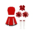 thumbnail image 4 of iiniim Girls Cheer Dance Costume Halloween Sleeveless Crop Top Pleated Skirt Outfit Cheerleading Uniform Dress B Red 4, 4 of 7