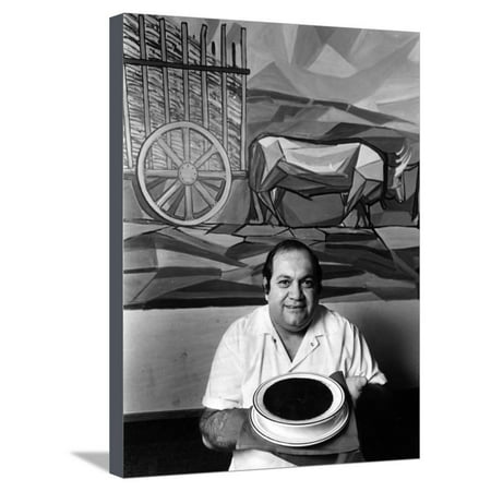 A Cook Holds a Bowl of Cuban Style Black Beans at La Carreta Restaurant, 1987 Stretched Canvas Print Wall (Best Cuban Restaurant In Houston)
