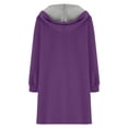 thumbnail image 6 of XPMWRP Women's Oversized Zip Up Hooded Jacket Solid Color Long Sleeved Casual Coats Winter Warm Trendy Mid Length Jacket Purple XXL, 6 of 7