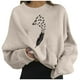 thumbnail image 2 of Gibobby Sudaderas de moda Sudaderas para mujer Cuello redondo corto Casual Manga larga Estampado Camisa Blusa （Beige， M), 2 of 4