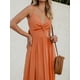 thumbnail image 4 of Vestido largo CUPSHE naranja con cuello en V sin mangas para mujer XS, 4 of 4