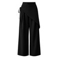 thumbnail image 7 of TEAJOPSUU Women's Wide Leg Pants High Waisted Tie Waist Wrap Pants with Pockets Casual Solid Color Daily Pants Black, 7 of 7
