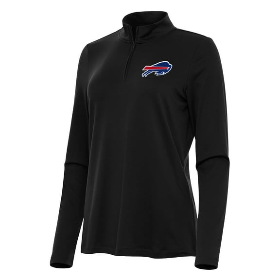 Women's Antigua Black Buffalo Bills Reprocess Quarter-Zip Top