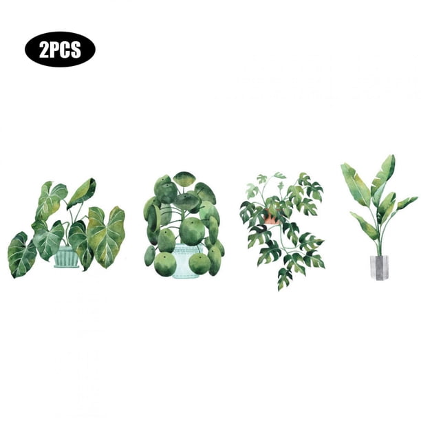 Adhesivo de pared con planta en maceta verde, decoración elegante para dormitorio y sala de estar