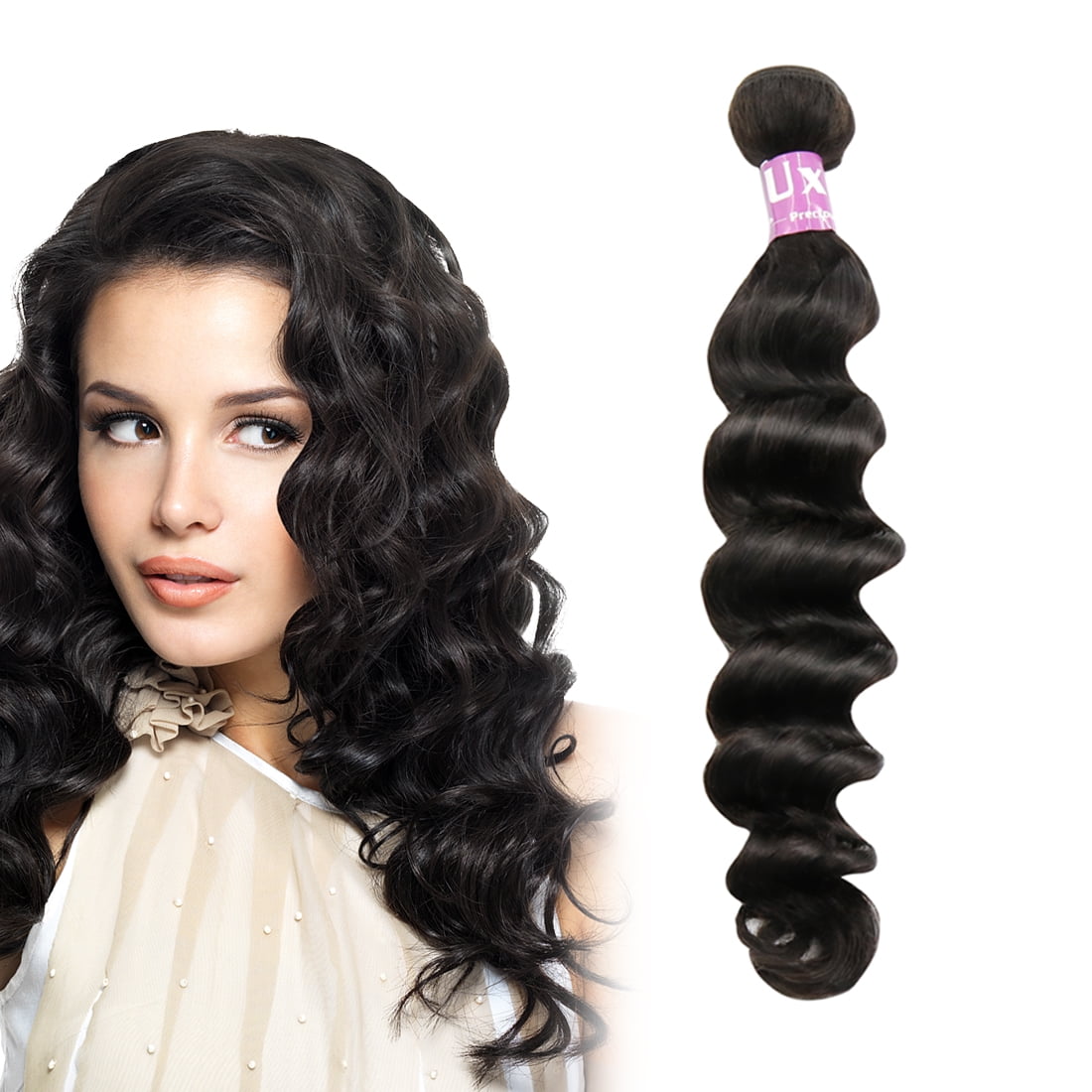 Uxcell Peruvian Virgin Human Hair Weave Extensions Loose Curly 8a