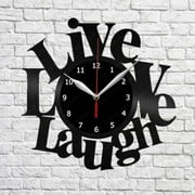 Live Love Laugh 3D Vinyl Wall Clock,Vinyl Record Clock Wall Art Unique Bedroom kitchen kid Room Decorations Handmade Gift