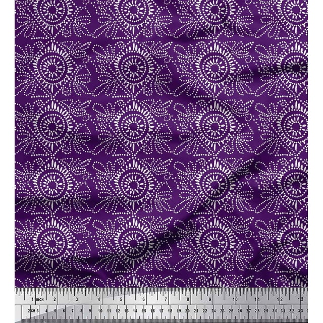 Soimoi Purple Poly Georgette Fabric Print Block Fabric Prints By Yard 52 Inch Wide