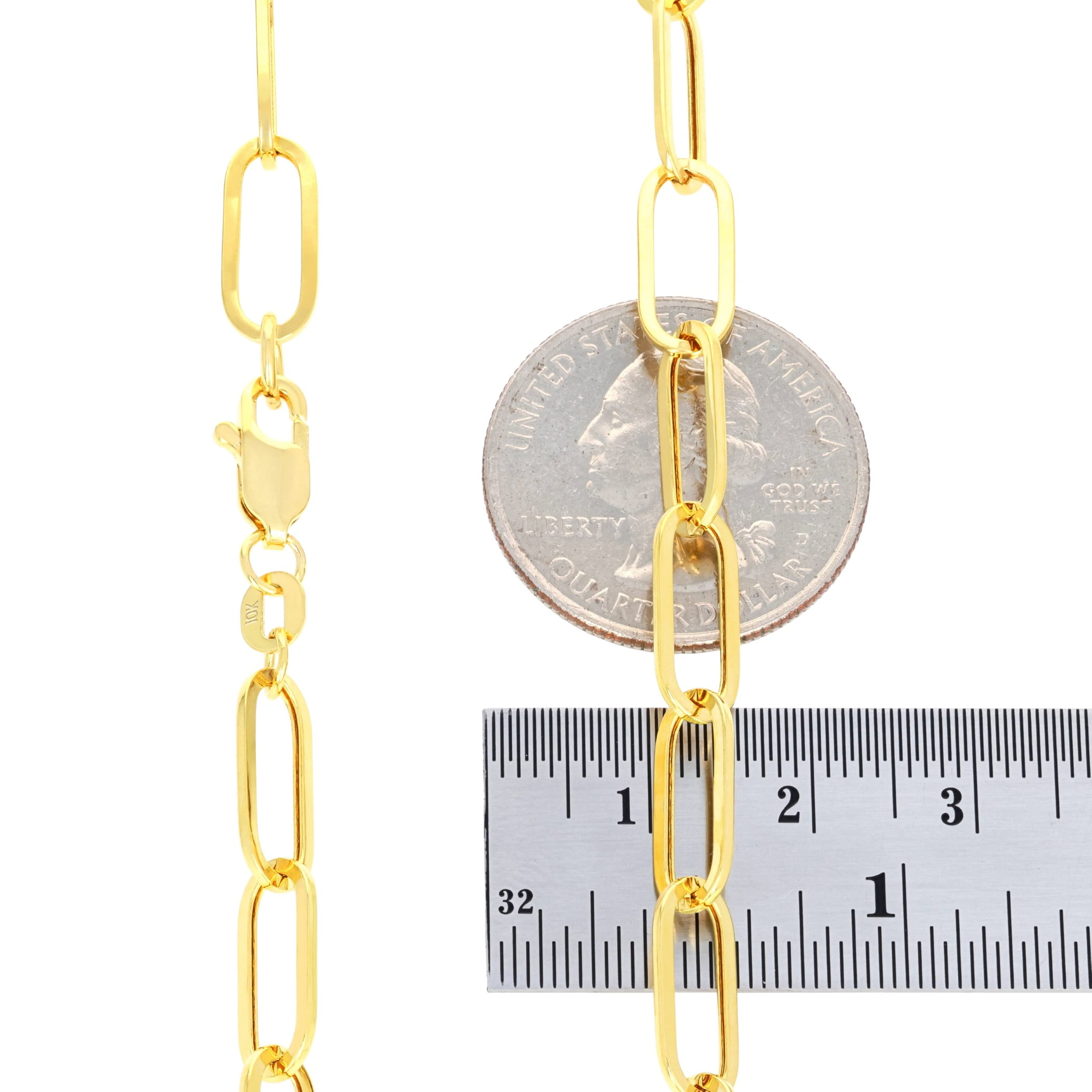 Nuragold 10k Real Yellow Gold Paperclip 6mm Elongated Cable Link Necklace (16"-24") Dainty Italian Jewelry for Men & Women