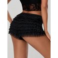 thumbnail image 6 of Women Y2k Ruffle Lace Shorts Summer Elastic Waist Layered Slim Fit Casual Mini Shorts Club Streetwear, 6 of 7