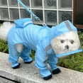 thumbnail image 5 of Denbek Dog Snow Suit with Boots, Waterproof Dog Raincoat with Hood for Small Dogs Rain Poncho Jumpsuit with Rain Boots Puppy Hooded Slicker Rainwear Four-Legged Pet Rain Jacket for Walking, Blue-L, 5 of 9