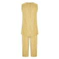 thumbnail image 4 of Njoeus Sexy Sleepwear for Women, Pajamas for Women Fashion Women Round Neck Striped Sleeveless Tank Tops Capris Elastic Waist Pajama Sets Pink Pajamas for Women Savings Yellow XL, 4 of 5