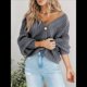 thumbnail image 5 of Suéter de Punto Grueso Abierto para Mujer, Larga, Botones, Cárdigan Corto Holgado, Abrigos de Abrigo. Gris XL, 5 of 6