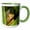Green/White, variant on 3drose, Quirky Painting of a Praying Mantis Peeking from Behind Foliage, 15oz Two-tone Red Mug