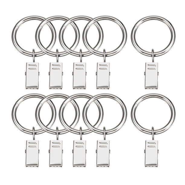 Uxcell 10 Paquete de Anillos de Clips para Cortinas con Clips a Prueba de Óxido 1.02" Diámetro Interior Plata