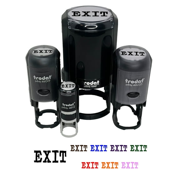 Exit Fun Text Self-Inking Rubber Stamp Ink Stamper - Fuchsia Ink - Small 3/4 Inch