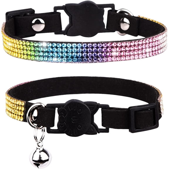 Mumup 1Pack Cat Collar Breakaway Bling Diamond Rhinestone with Bell Adjustable for Cats and Kitten Girl boy