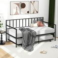 thumbnail image 4 of Costway Twin Metal Daybed Sofa Bed with Trundle & Lockable Casters for Living Room, 4 of 9