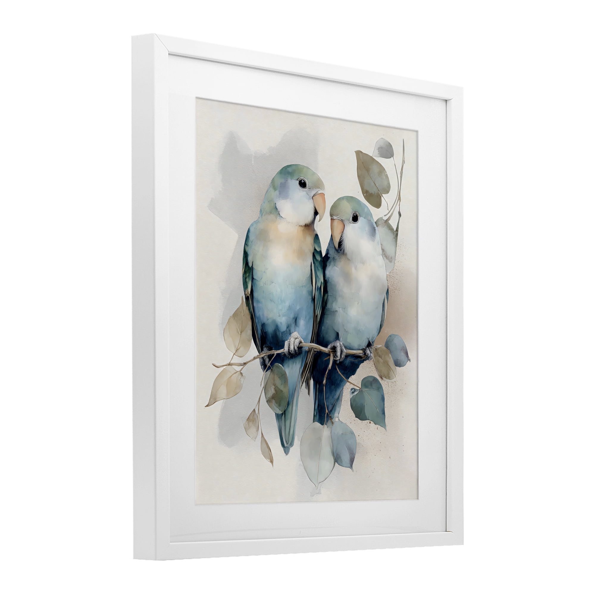 Stupell Industries Blue Bird Lovers White Framed Print Under Glass, design by Franklyn Gregory
