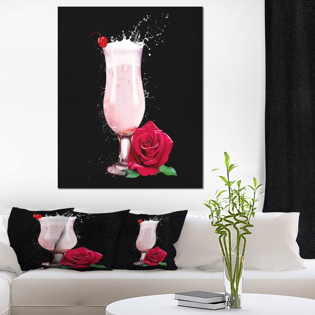Cocktail de Fraises et Rose Rouge - Impression sur Toile Florale