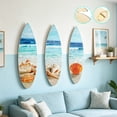 thumbnail image 4 of Surpdew 3 Pcs Ocean Beach Surfboard Wall Decor for Bedroom 11.8 x 3.35 Inches Coastal Hawaiian Wooden Hanging Sign Seashell Starfish Conch Blue Beachy Nautical Room Decoration Gift for Summer Holiday, 4 of 6