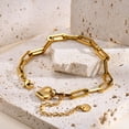 thumbnail image 5 of Heart Charm Bracelets for Women-Dainty 18K Gold Plated Link Chain Bracelet, Stainless Steel Womens Gold Bracelets Jewelry Gifts, 5 of 6