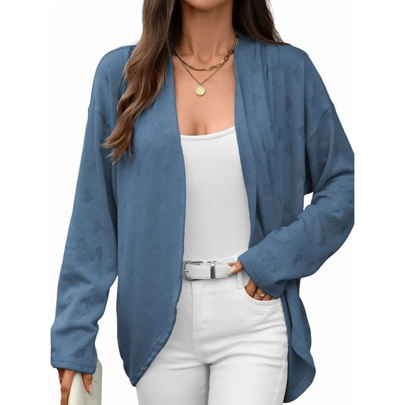 Women Short Sleeve Summer Cardigan Button Down Open Front V Neck Crochet Knit Crochet Textured Shrugs Top Dark Blue XXL