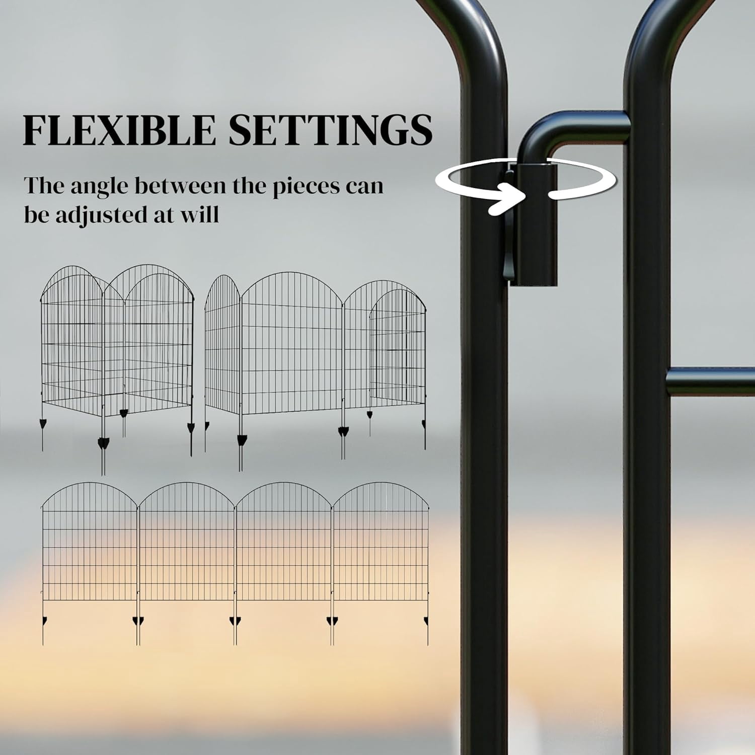 GMNIU Garden Fence, 4 Pack Steel Fence Panels, 11.5' L x 43" H, Rust-Resistant Decorative Border Flower Edging for Yard, Landscape, Patio, Outdoor Decor, Curved Grids