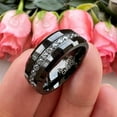 thumbnail image 6 of 8mm Tungsten Rings for Men Women Couple Eternity Anniversary Engagement Wedding Bands Fashion Jewelry Stone Inlay Beveled Polished Shiny Comfort Fit, 6 of 8