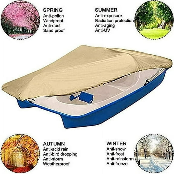 waltyotur Pedal Boat Cover 420D Waterproof Fits 3 or 5 Person 115" L x 80" W 292*203 cm