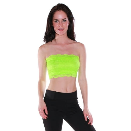 Lace Strapless Tuxedo - Emmalise Women's Sexy Fashion Lace Bandeau Strapless Stretchy Tube Top
