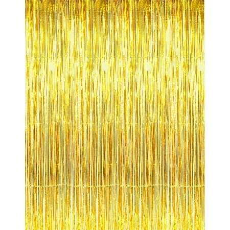 Metallic 3 Ft X 8 Ft Gold Foil Fringe Curtains Door Window