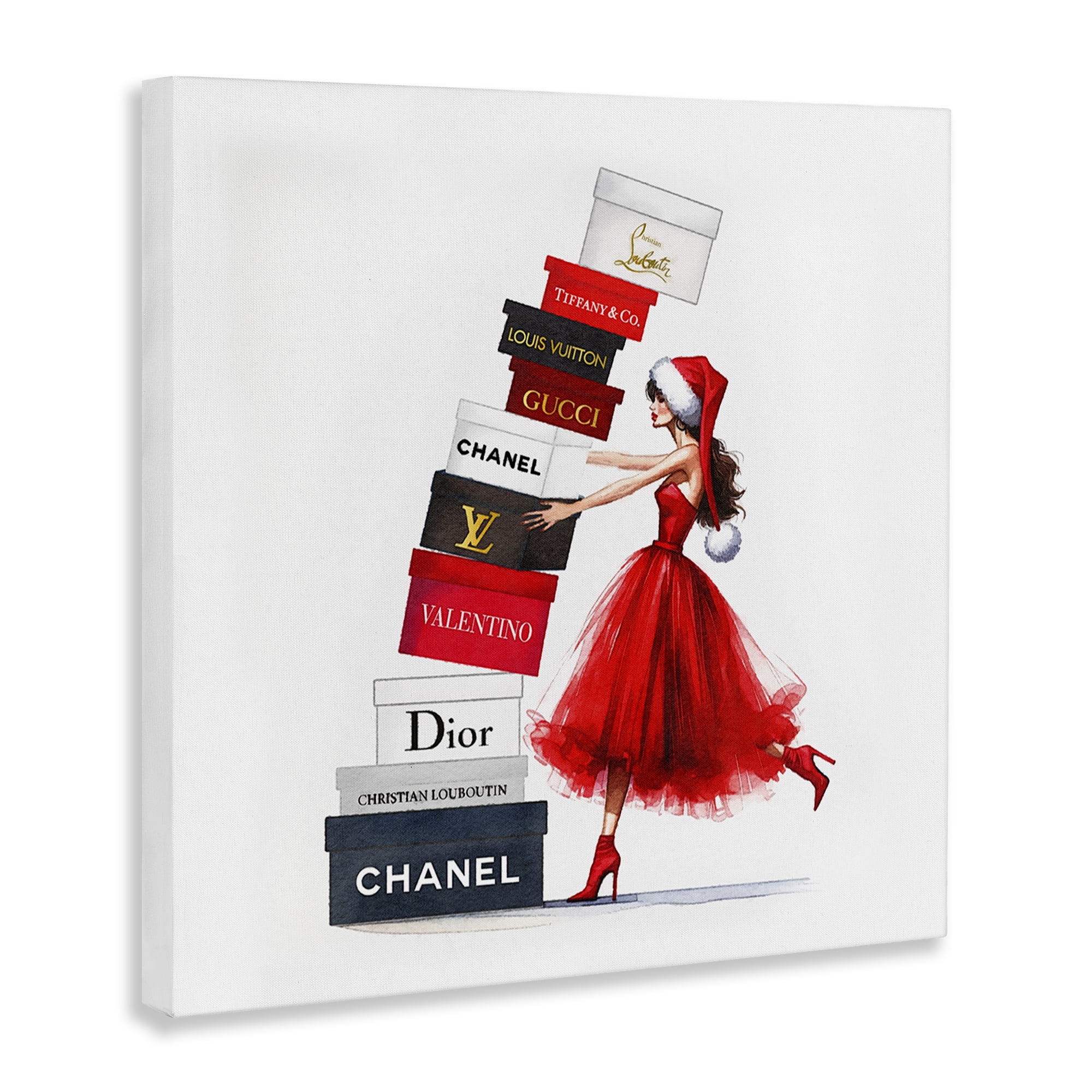 Stupell Industries Holiday Glam Shopping Boxes Holiday Painting Gallery Wrapped Canvas Art Prints Wall Art, 17 x 17