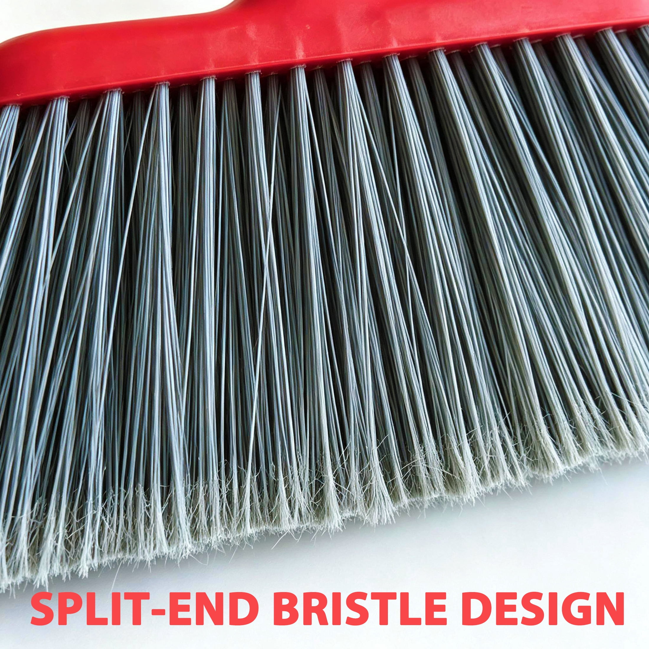 GARITIN Brooms for Floors, Heavy Duty Outdoor Stiff Bristle Angle Broom for Patio, Garage, Deck & Garden, Indoor Sweeping Broom with Long Handle