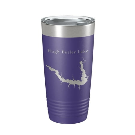 

Hugh Butler Lake Map Tumbler Travel Mug Insulated Laser Engraved Coffee Cup Red Willow Reservoir Nebraska 20 oz Purple