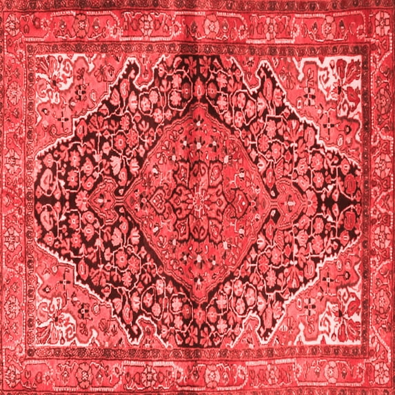 Ahgly Company Indoor Square Medallion Red Traditional Area Rugs, 8' Square